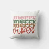 Merry Vibes Retro Groovy Christmas Holidays Throw Pillow