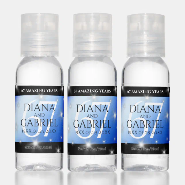 Elegant 67th Star Sapphire Wedding Anniversary Hand Sanitizer