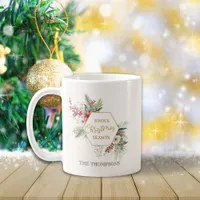 Simple Watercolor Winter Botanical White Holiday Coffee Mug