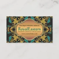 Rich Elegant Royal Eastern Teal Black Gold Baroque Business Card