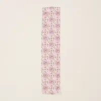 Pink and Green Nostalgic Floral Chiffon Scarf