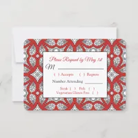 Black and Red Mandala Wedding RSVP card