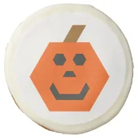 Cheerful Smiling Mosaic Jack-o-Lantern Sugar Cookie