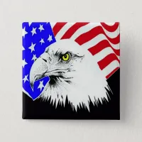 Bald Eagle and American Flag Pinback Button