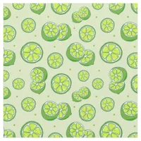 Funky Green Lime Fruit Slices Summer Print Fabric