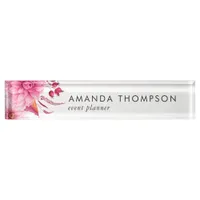 Burgundy and Blush Watercolor Floral Desk Name Plate