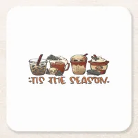 Skeleton Coffee Cups Coffee Lover Square Paper Coaster