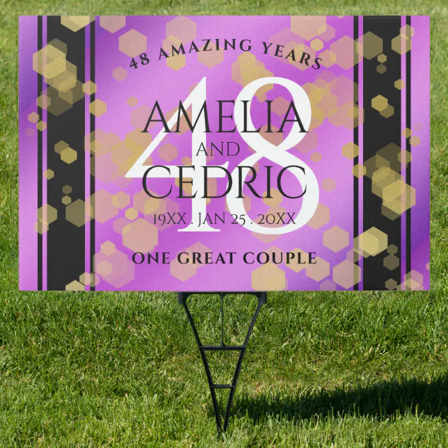 Elegant 48th Amethyst Wedding Anniversary Sign