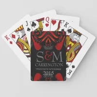 Exotic Red Black Gothic Initials Poker Cards