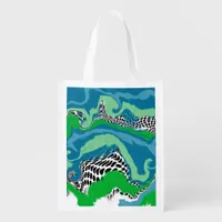 Abstract Digital Fluid Art Grocery Bag