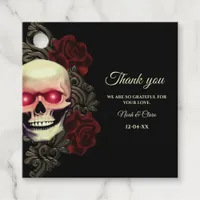 Scary red floral dark moody gothic skull halloween favor tags