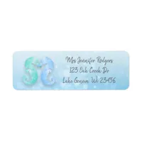 Blue and Green Teal Seahorses  Beachy Label