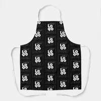 Custom Company White Logo Pattern on Black Staff Apron