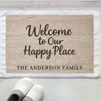 Welcome happy place family fiber doormat