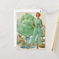 Retro Surreal Woman and Sweets Postcard