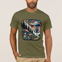 Vintage Mushrooms and Disc Golf Course Ai Art T-Shirt