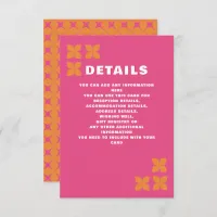 Retro Groovy 70s Pink Orange Wedding Enclosure Card