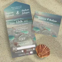 Sea Glass Shores Beach Wedding  All In One Invitation