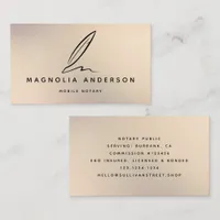 Mobile Notary Quill Gold Iridescent Business Card