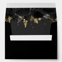 Rustic Vintage Black Gold Floral Envelope