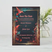 Hummingbird Dark Botanical Theme Invitation