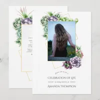Watercolor Succulent Geometric Celebration of Life Invitation