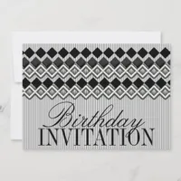 Pinstripes & Diamonds Birthday Party Invitation