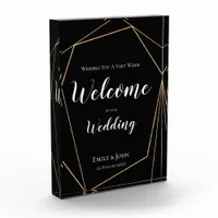 Welcome to our Wedding Text/Gold Geometric Black Photo Block