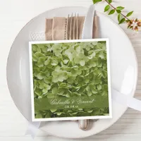 Green Annabelle Hydrangea Floral Wedding Paper Napkins