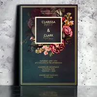 Dark Moody Bold Floral Marsala Wedding Foil Invita Foil Invitation