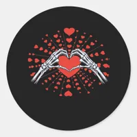 Skeleton Hand Heart Valentines Day Funny 2025 Hear Classic Round Sticker