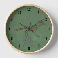 Southwest Roadrunner Sagebrush Green Framed Clock