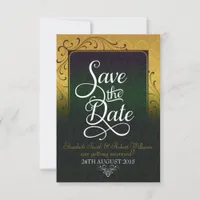 Gold Vintage Damask Elegance Save the Date Invitation