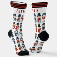 Cute Snowman White Personalized Christmas Socks
