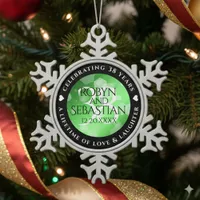 Elegant 38th Emerald Wedding Anniversary Snowflake Pewter Christmas Ornament