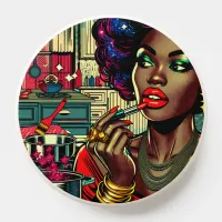 Beautiful Woman Putting on Lipstick PopSocket