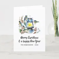 Watercolor Christmas Lantern Family Photo Holiday Card