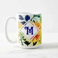 Watercolor Flowers Monogrammed  Coffee Mug