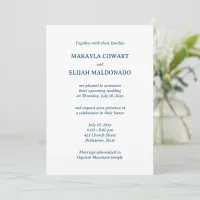 Minimalist Blue Spanish-English Wedding Reception Invitation