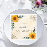 Birthday eucalyptus greenery sunflowers glitter napkins