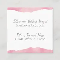 Pink Cotton Candy Watercolor Wedding Info Card