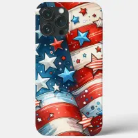 Red, White and Blue Abstract US Flag Patriotic  iPhone 13 Pro Max Case