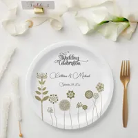 Elegant Timeless Soft Gold Floral Minimalism Paper Paper Plates