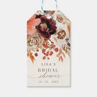 Rustic Burgundy Floral Fall Bridal Shower  Gift Tags