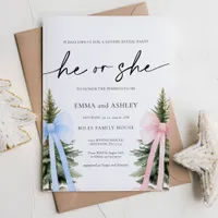 He or She Winter Gender Reveal Invitation