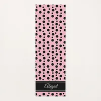 Personalized Black Polka Dot Pink Zen Yoga Mat