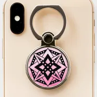 Black and Pink Mandala Abstract Art Phone Ring Stand