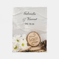 Rustic White Daisies Woodland Wedding Fleece Blanket