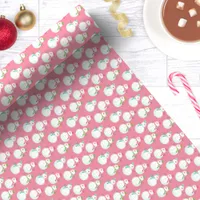 Cute Pink Christmas Snowmen Wrapping Paper