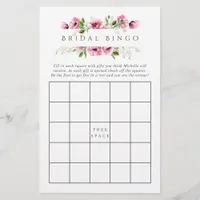 Watercolor Pink Poppies Bridal Shower Bingo